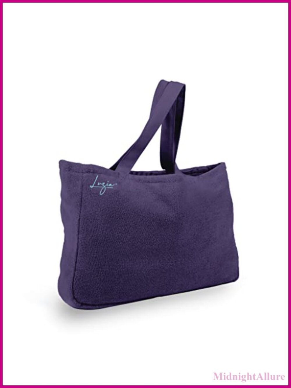 Cotton Terry Beach Bag Large Reversible Tote Pockets Washable Foldable